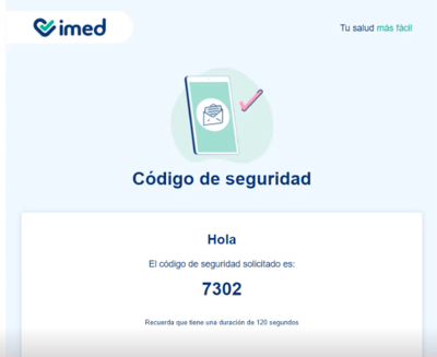 Correo con código temporal